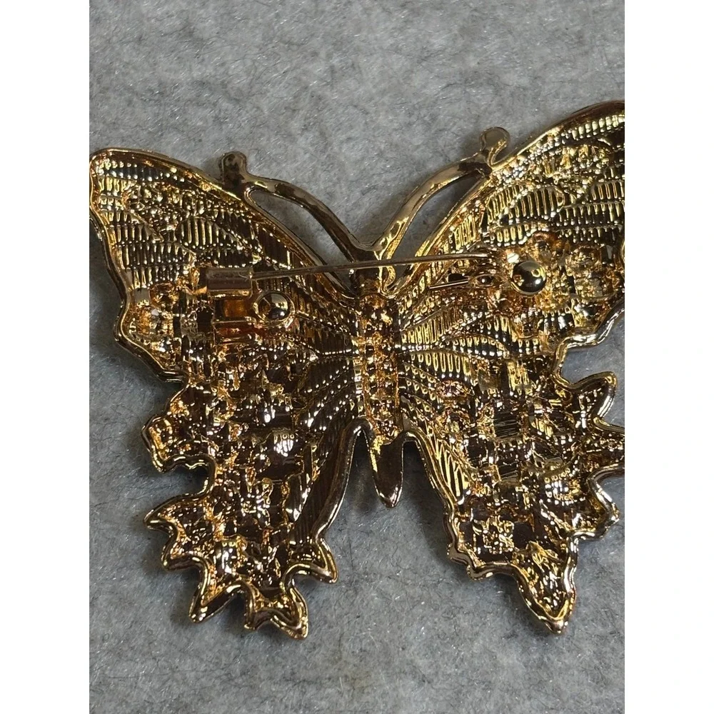 #63. Blue & White Floral Butterfly Brooch
